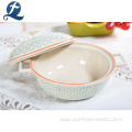 Round Customized Hand Painting Ceramic Pot With Lid